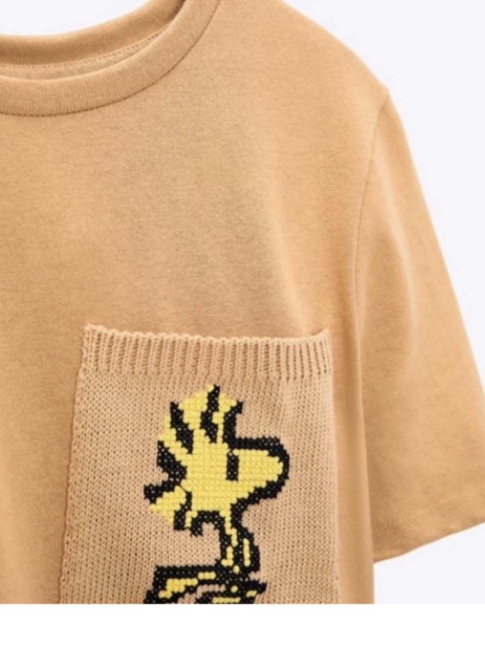 Zara Tan Snoopy Woodstock Graphic Short Sleeve Tee Size S - Picture 4 of 8
